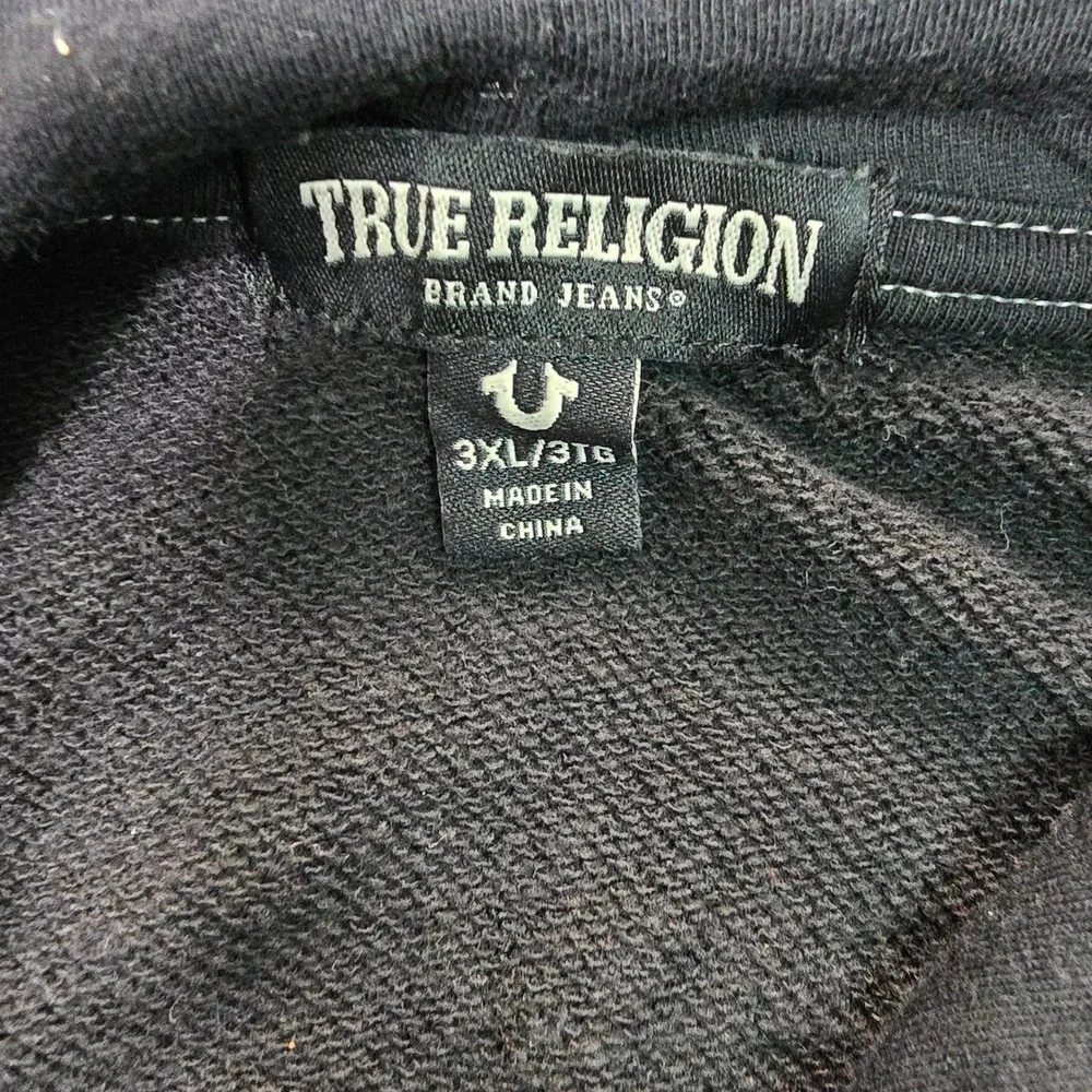 True Religion Mens Classic Logo Zip Up Hoodie Black World Tour Buddha 3XL